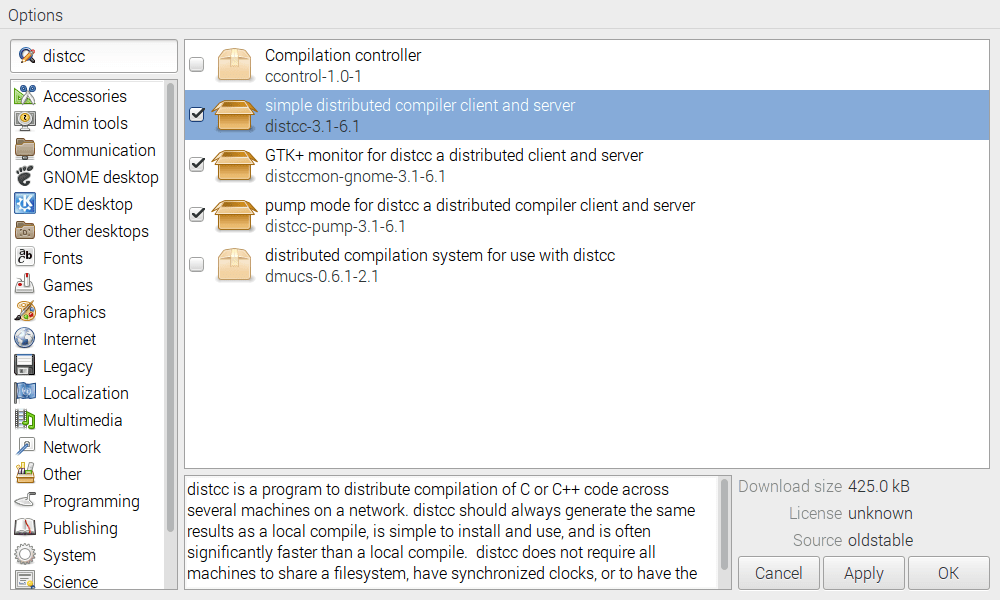 distcc install on Pi image