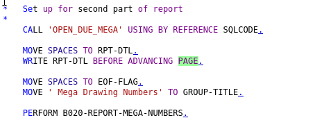 COBOL page break