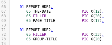 cobol header definition