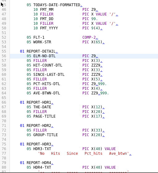 cobol report lines