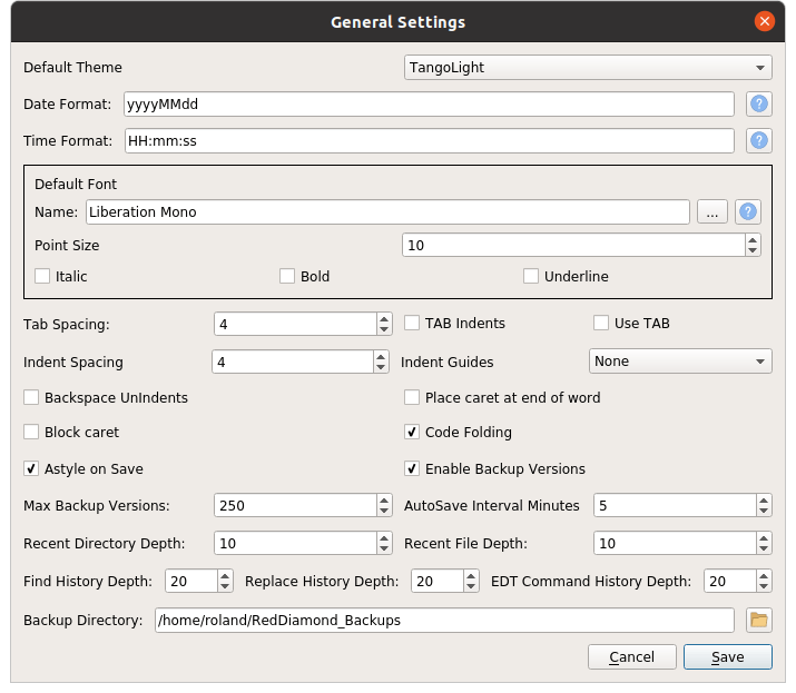 Configuration dialog