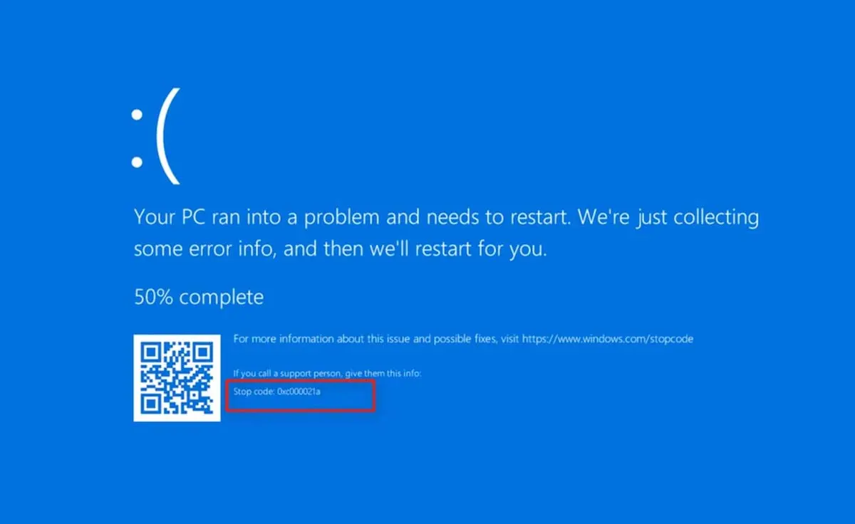 bsod error 0xc000021a